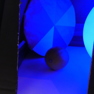 Citron jaune éclairé par une lumière bleu